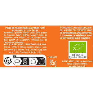 ALBERT MENES Organic Harissa With Smoked Peppers From Provence 85 g